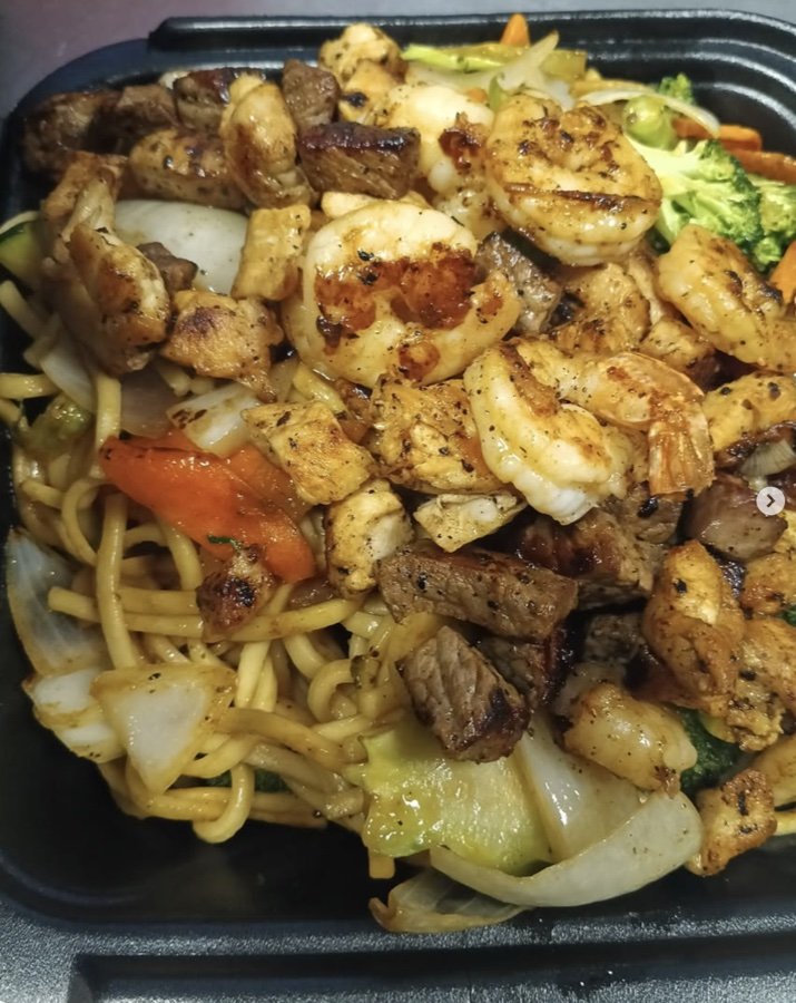 Rambo combo with noodles, shrimp and steak
