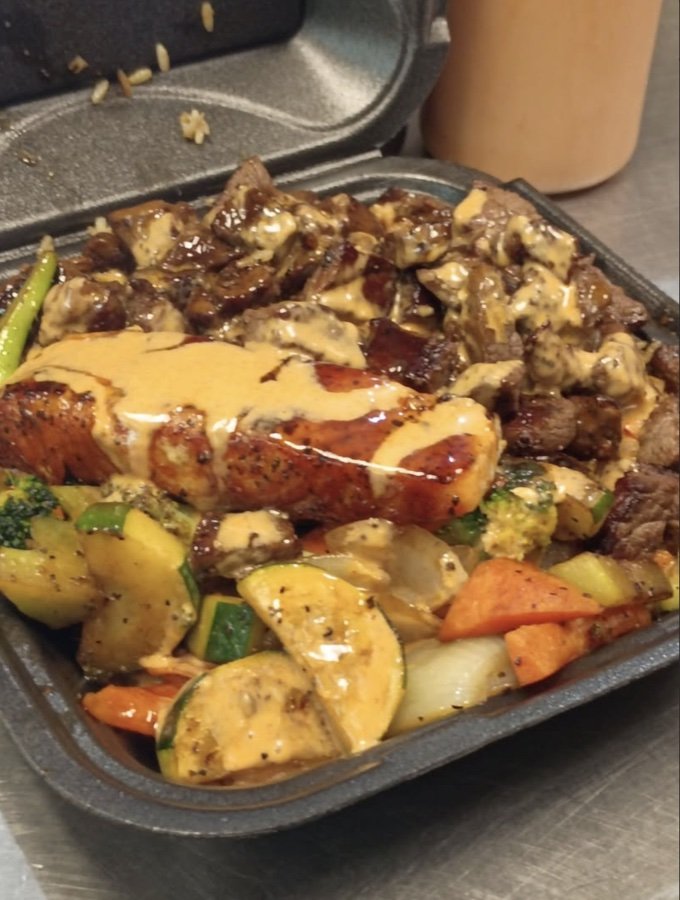 Hibachi steak plate with signature sauce